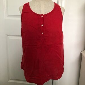 Sonoma Red Sleeveless Henley Cotton Gauze Tank Top